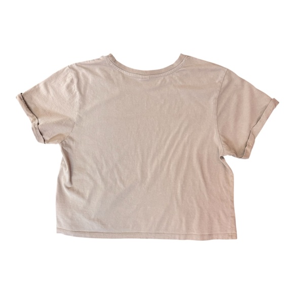 Western Graphic Boxy Tee Size L Beige Blue Cotton Vintage Inspired - Picture 2 of 4